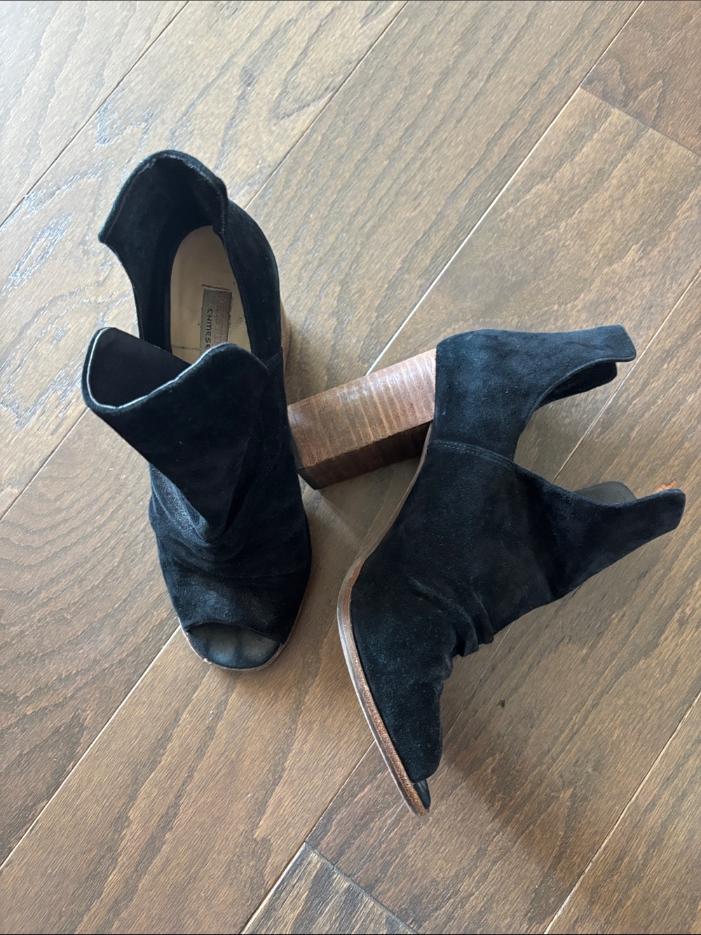 Chinese Laundry Suede Peep-Toe Booties